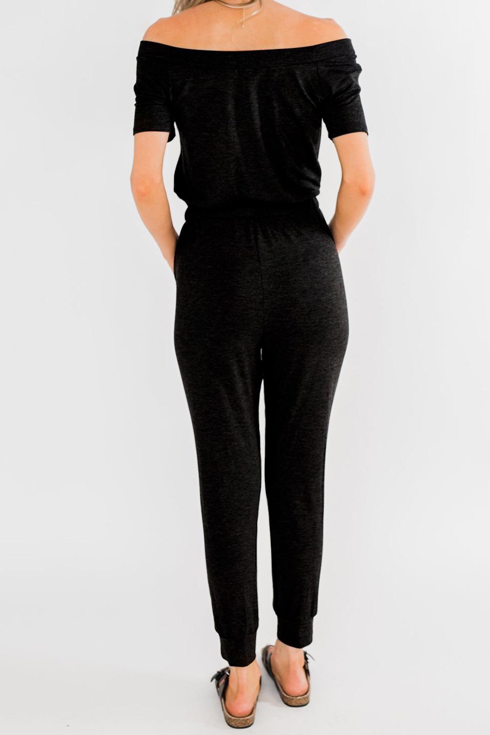 Black Sleeveless Drawstring Jogger Jumpsuit