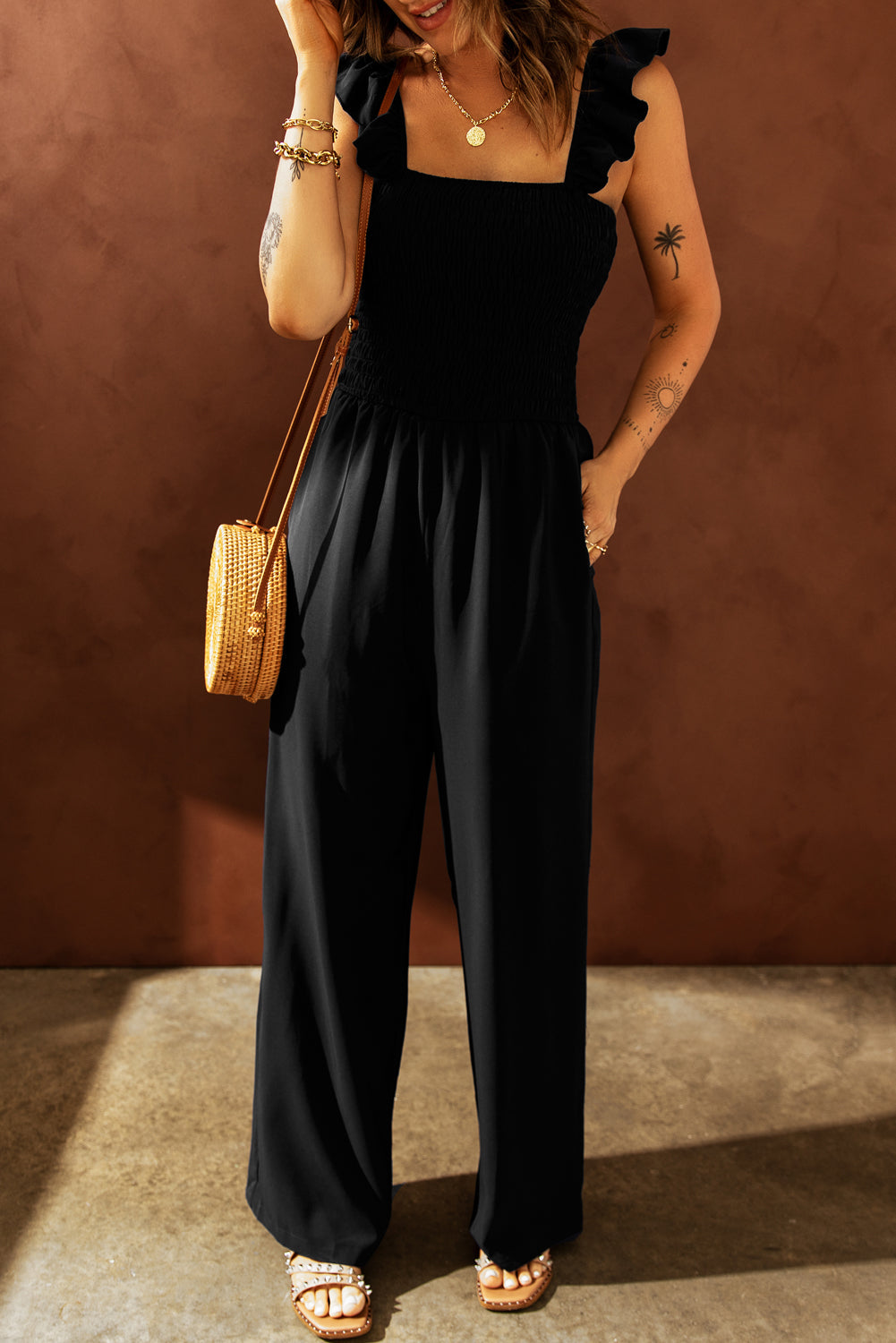 Elegant Black Wide Leg Jumpsuit