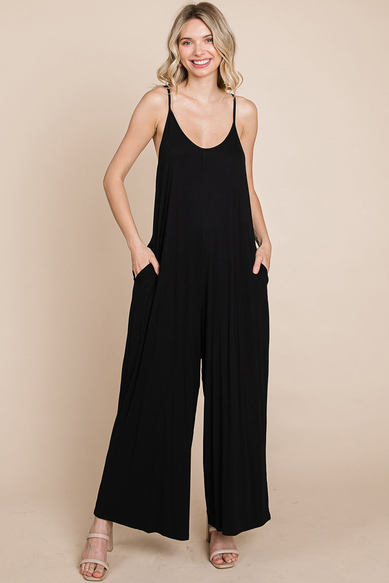 Sleeveless Wide-Leg Jumpsuit with Pockets