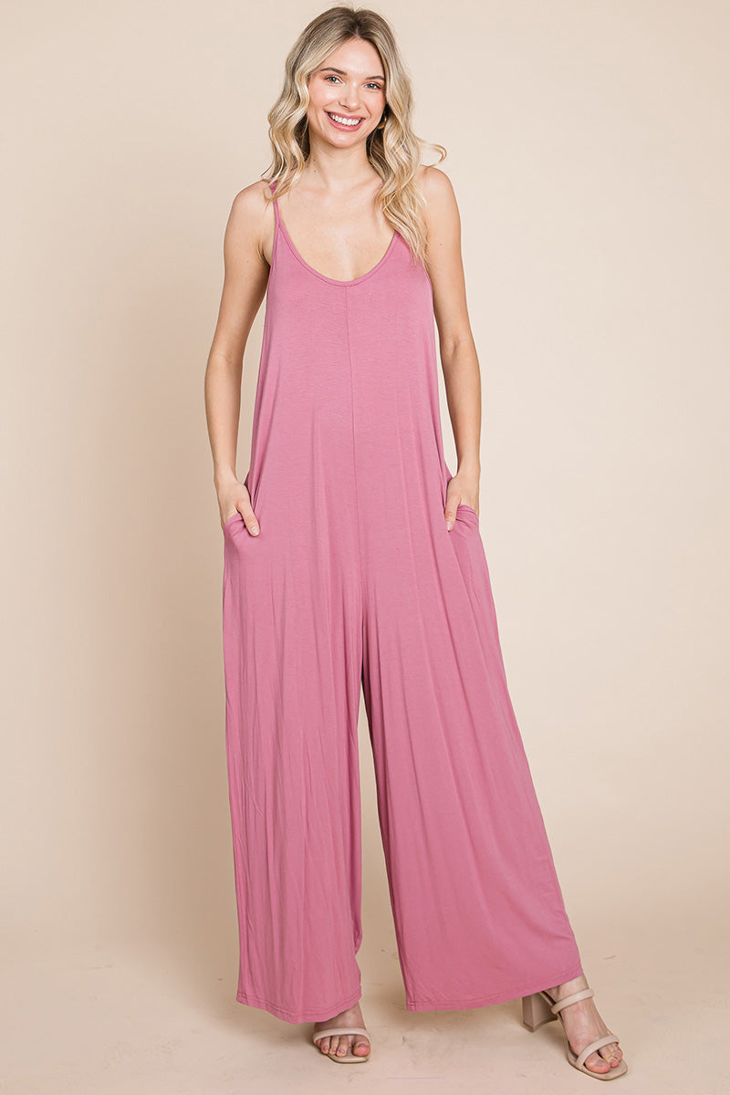 Sleeveless Wide-Leg Jumpsuit with Pockets