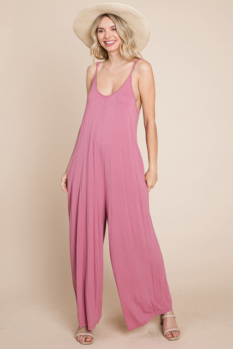 Sleeveless Wide-Leg Jumpsuit with Pockets