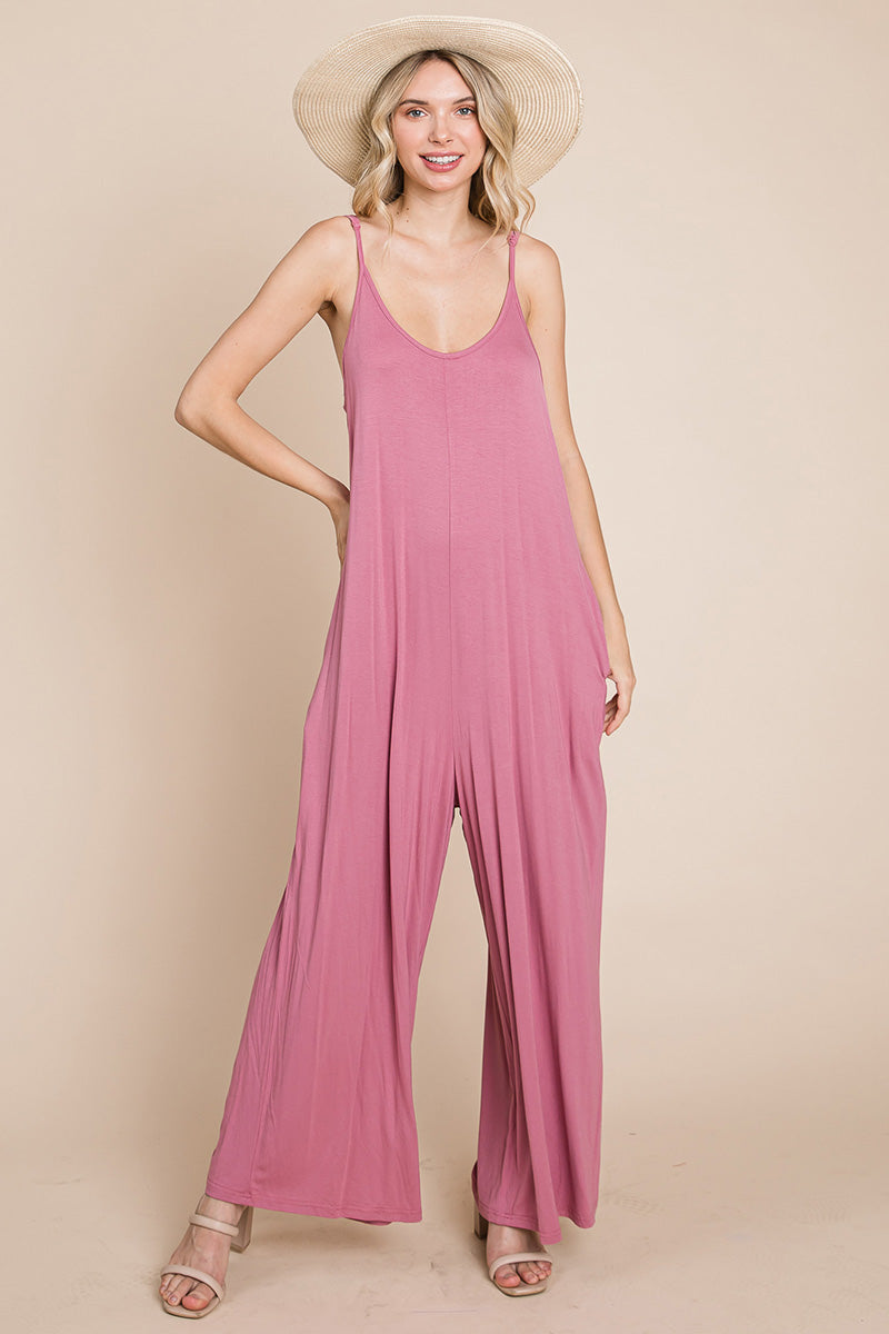 Sleeveless Wide-Leg Jumpsuit with Pockets