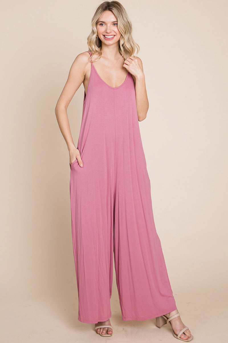 Sleeveless Wide-Leg Jumpsuit with Pockets