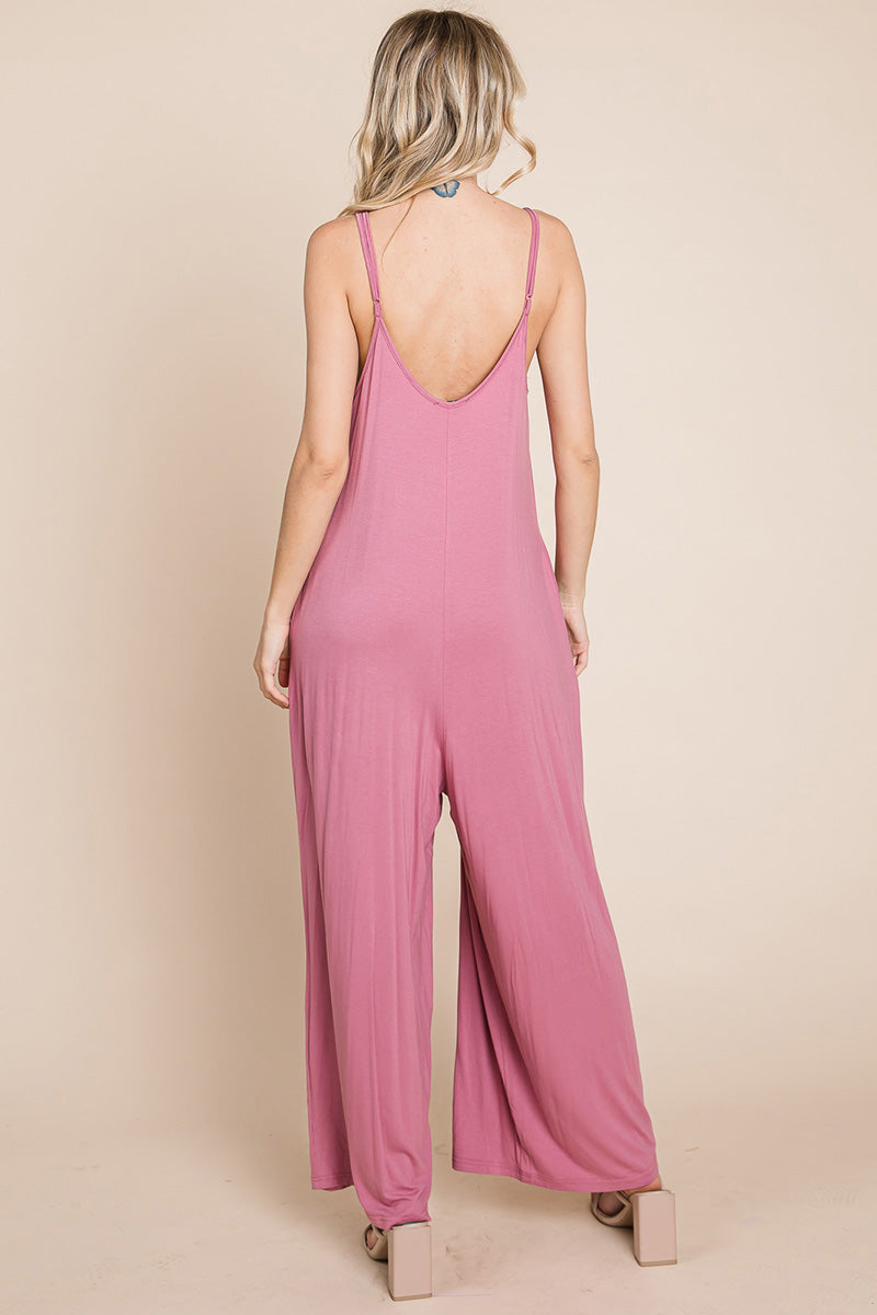 Sleeveless Wide-Leg Jumpsuit with Pockets