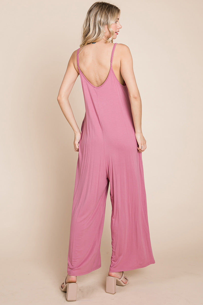 Sleeveless Wide-Leg Jumpsuit with Pockets