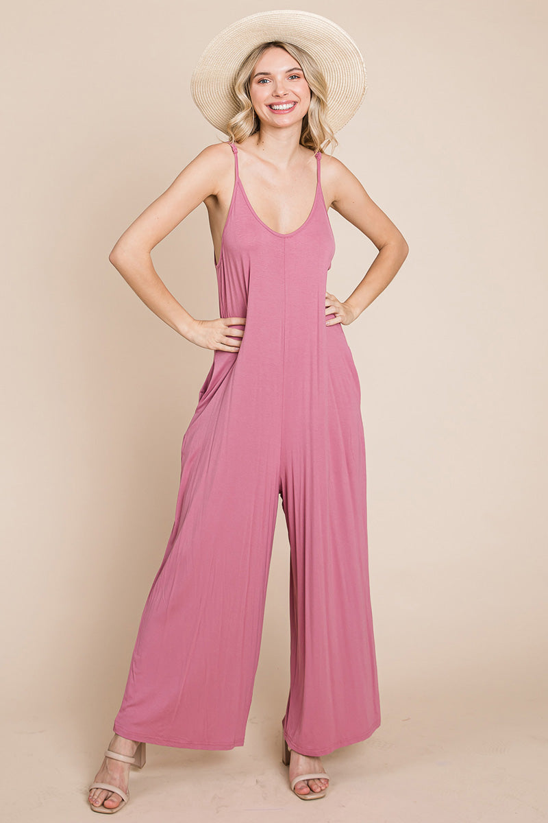 Sleeveless Wide-Leg Jumpsuit with Pockets