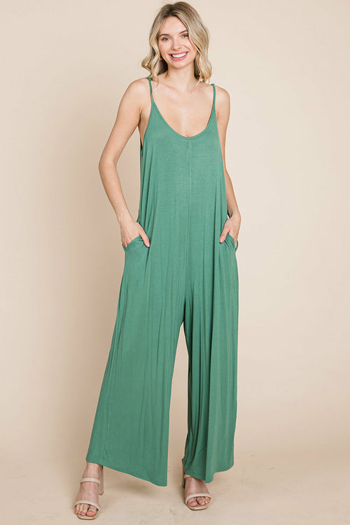 Sleeveless Wide-Leg Jumpsuit with Pockets