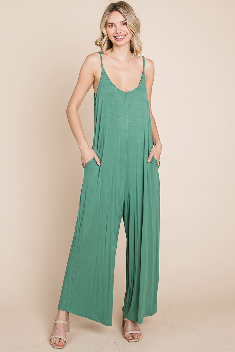 Sleeveless Wide-Leg Jumpsuit with Pockets