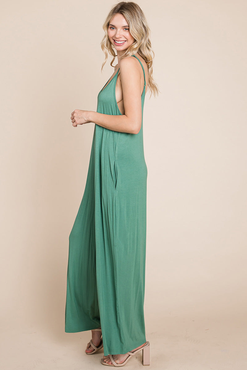 Sleeveless Wide-Leg Jumpsuit with Pockets