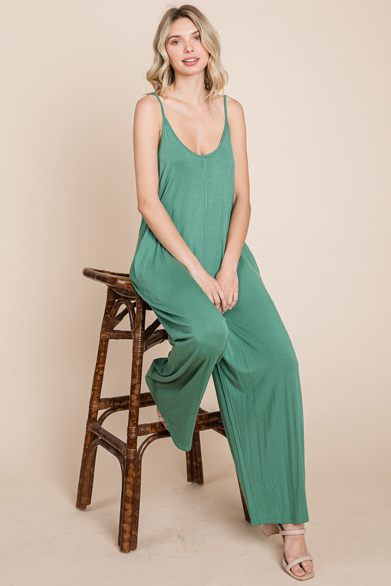 Sleeveless Wide-Leg Jumpsuit with Pockets