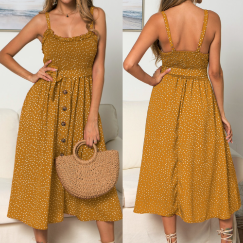 Women’s Spaghetti Straps Polka Dot Maxi Dress