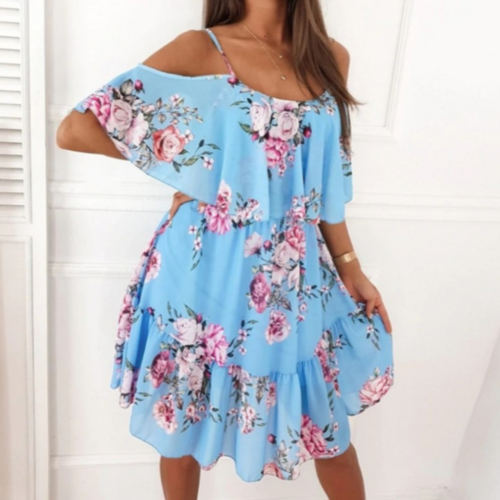 Elegant Women’s Chiffon Ruffle Beach Dress