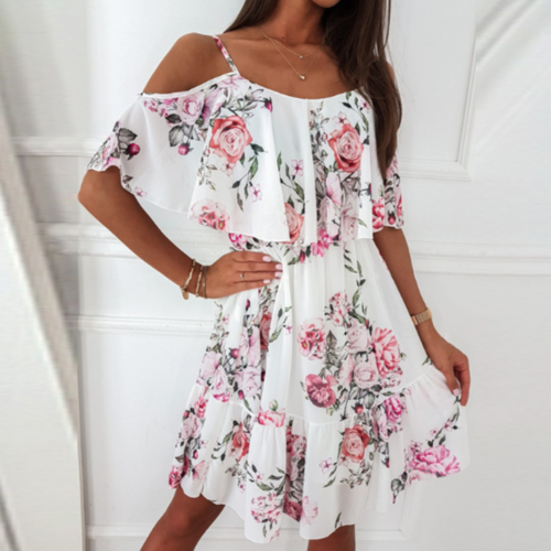 Elegant Women’s Chiffon Ruffle Beach Dress